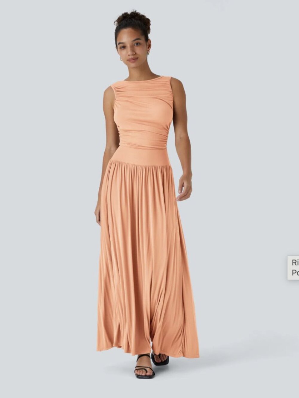 Halara Sunset Orange Flowy Maxi Casual Dress w/ Pockets